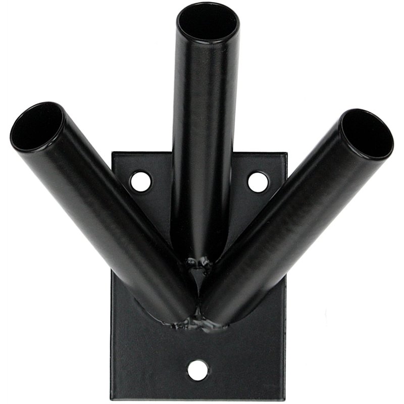 Support de drapeau, mât triple pour drapeaux - Noir