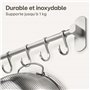 Praknu Barre de Suspension pour Ustensiles de Cuisine avec 8 Crochets - Adhésive & Sans Perçage - Fixation Murale 40 cm - Durabl