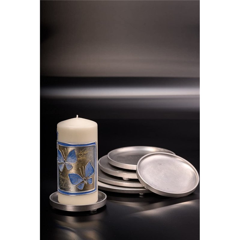 Image secondaire de NKlaus Assiette à Bougie Aluminium Ronde Ø 10cm Bougeoir Dessous de Plat Mat Décoration de Table 10447