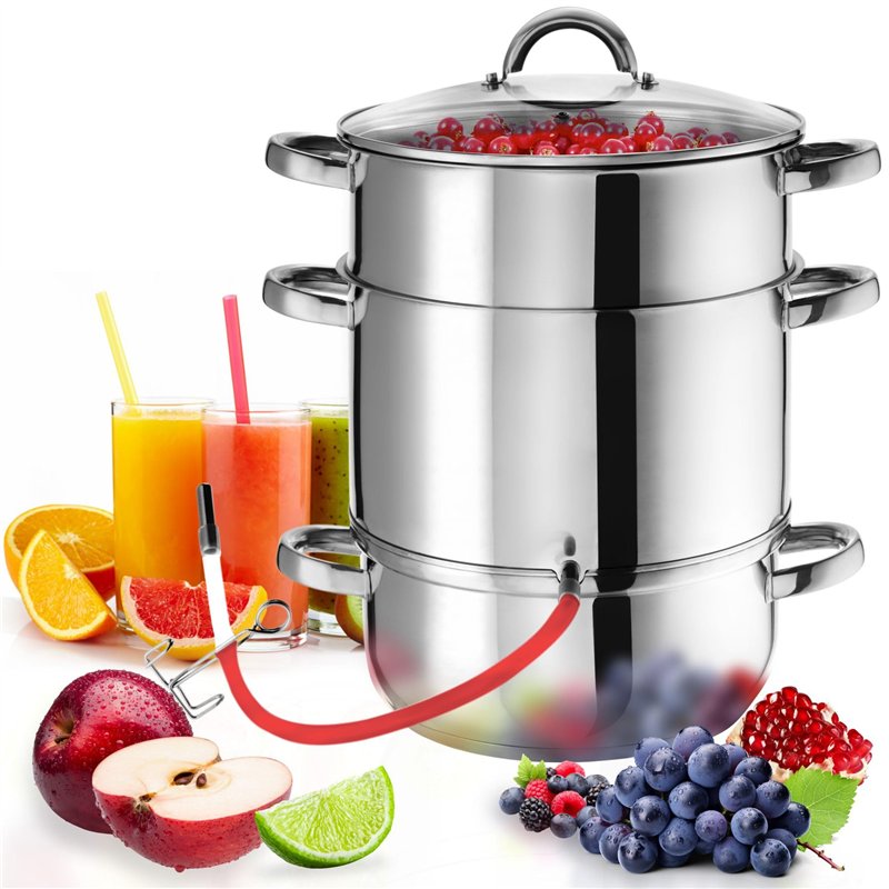 tectake® Extracteur de jus 15L en Acier inoxydable Multi-fonction Centrifugeuse Fruits et legumes Cuiseur-vapeur Presse fruits, 