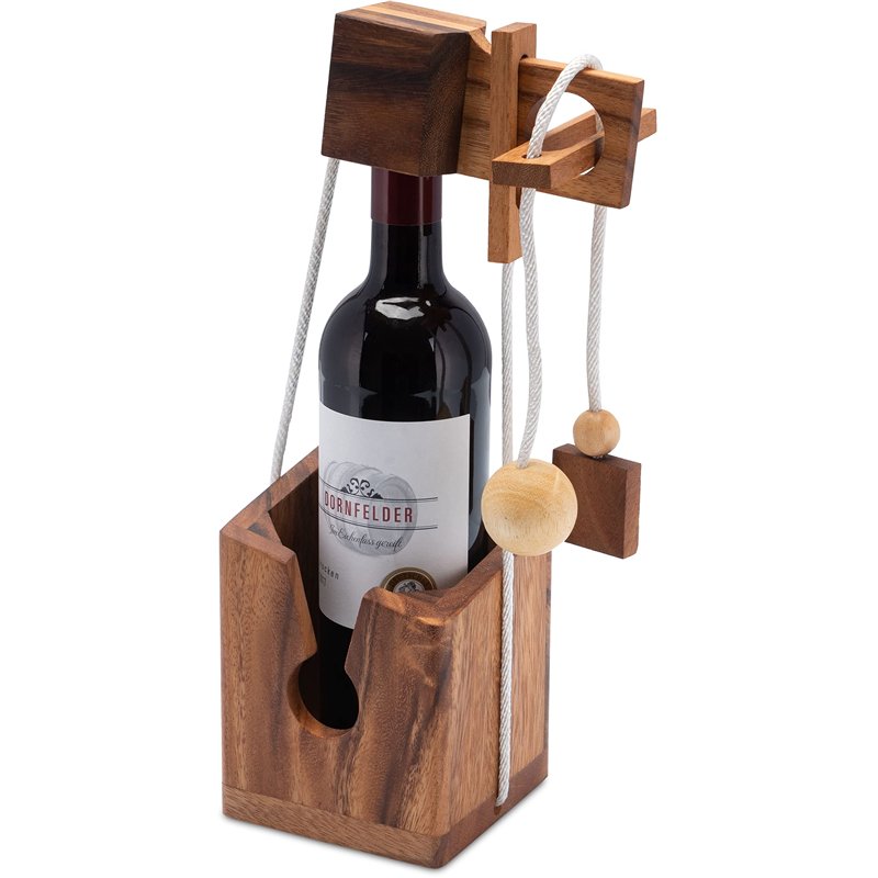 LOGOPLAY Coffre-Fort pour Bouteilles - Puzzle à Cordes - Jeu de réflexion - Jeu d'énigmes - Jeu de Patience - Jeu de logique en 