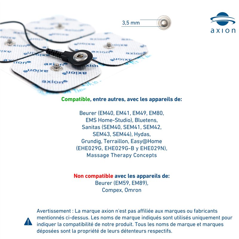 Image secondaire de Lot de 20 électrodes 5x5 cm axion | Compatible avec les appareils Beurer et Sanitas | Kit de remplacement réutilisable pour votre bien-être