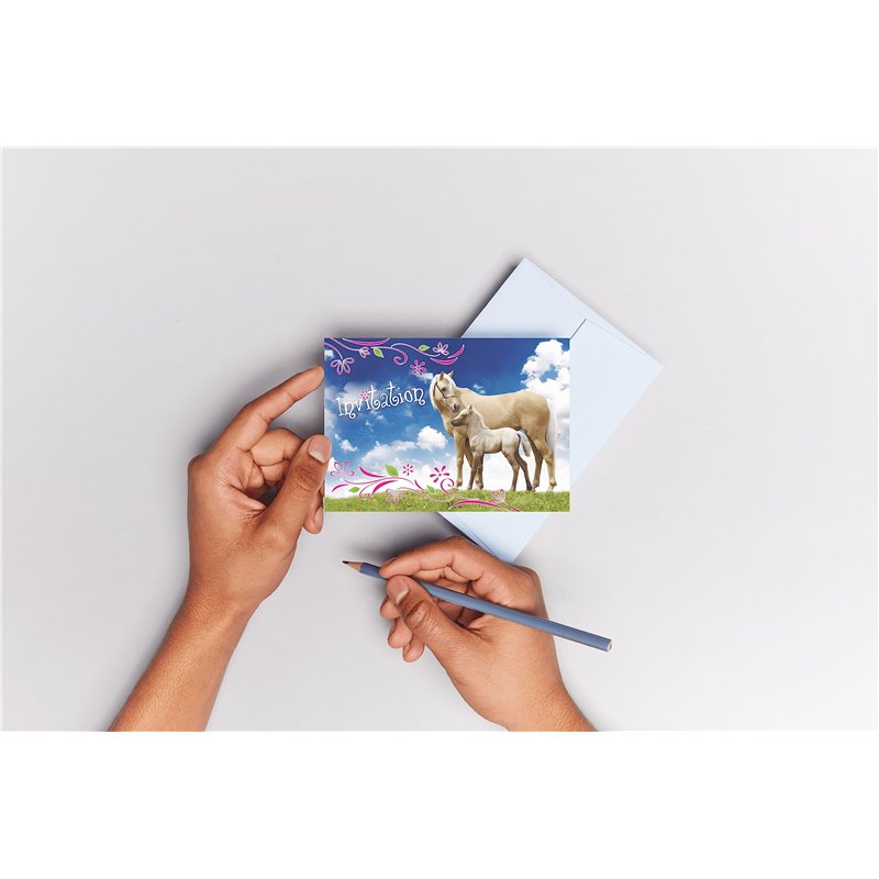 Image secondaire de Edition Colibri (10780 FR 10 invitations en Français CHEVAUX/Equitation: lot de 10 cartes d'invitation tendres et illustrées ave