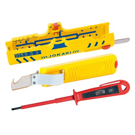 Jokari Kit de dénudage Jokari n° 28 H standard + dénudeur Jokari Secura Super No.15 + testeur de tension HKR