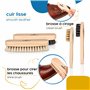 biped kit de brosses à chaussures Classic - Brosses à chaussures pour l'entretien du cuir lisse et du daim - Kit de brosses à ch