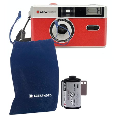 AgfaPhoto Camera Set analog. Film Noir et Blanc + Batterie