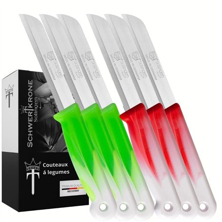 Schwertkrone Ensemble de 6 Couteaux Multicolores en Acier Solingen avec Lame Dentelée 8