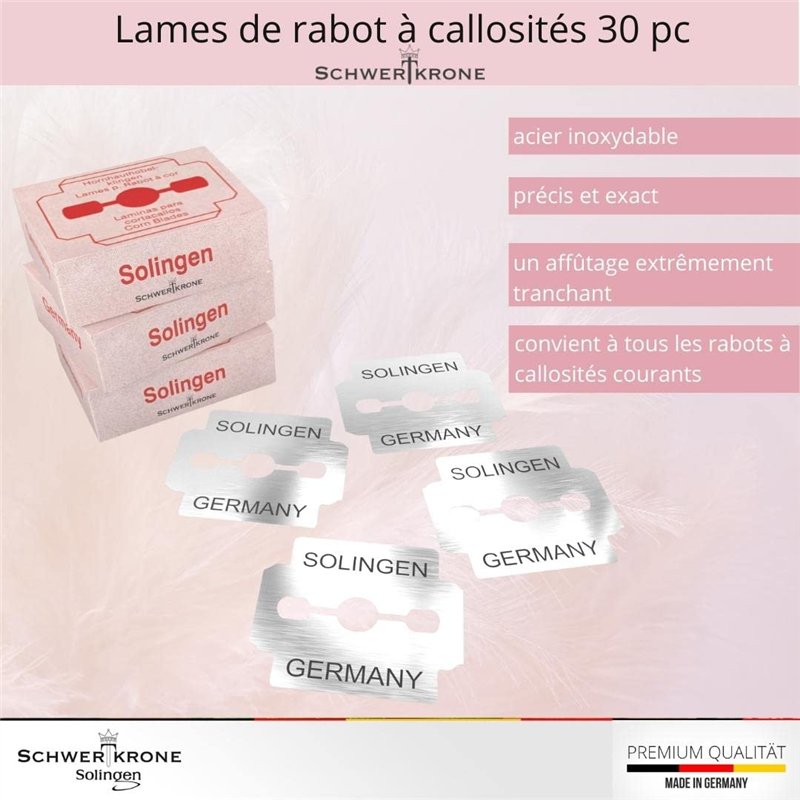 Image secondaire de Lames de rabot à callosités/lames de rechange Solingen pour rabot à callosités - inoxydables 30 pièces/emballage individuel