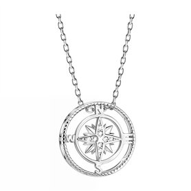 SOFIA MILANI - Collier pour Femme en Argent 925 - avec Pierre de Zircon - avec Pendentif en Forme de Boussole et Carte du Monde  SOFIA MILANI - Collier pour Femme en Argent 925 - avec Pierre de Zircon - avec Pendentif en Forme de Boussole et Carte du Monde
