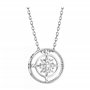 SOFIA MILANI - Collier pour Femme en Argent 925 - avec Pierre de Zircon - avec Pendentif en Forme de Boussole et Carte du Monde
