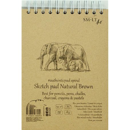 SM-LT Bloc Spirale - Dessin - Brun - A5-80 feuilles - 135 gsm 5EB-80TS/NTB