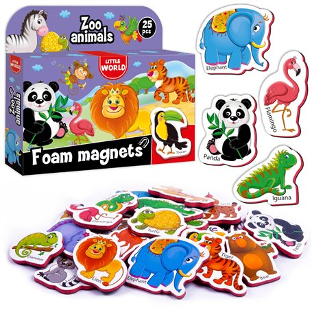 Little World 27 Magnet Frigo - Aimant Educatif - Aimant pour Tableau Enfant - Animaux Magnetique