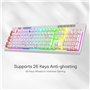 Redragon K512 Shiva Clavier de jeu américain à membrane blanche, éclairage RVB, touches G programmables, commandes multimédias,