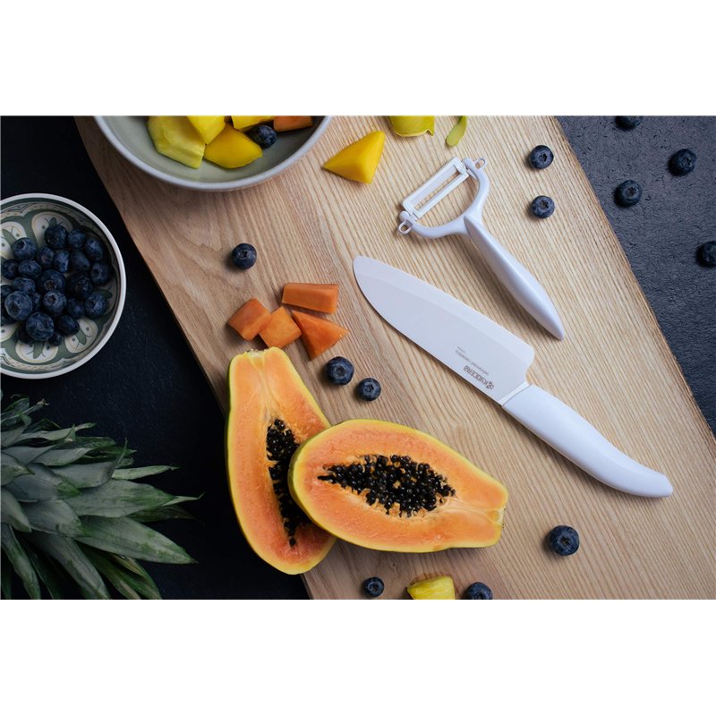 Image secondaire de Kyocera FK-140-WH WH Couteau du Chef Manche Ergonomique Blanc / Lame Céramique Blanc 14 cm