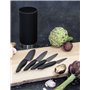 Kyocera KB-RD BK 4KN ZK EU Set de couteaux en céramique avec couteau à éplucher, couteau universel, couteau Santoku et bloc rond