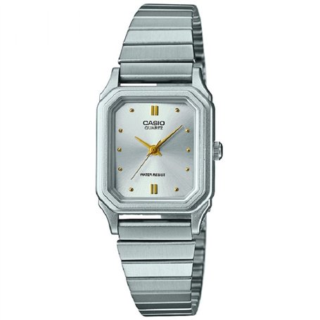 Casio Montre Quartz Femme 23.00mm avec Cadran Argent analogique et Bracelet en Bracelet en Acier Argent LQ-400D-7AEF