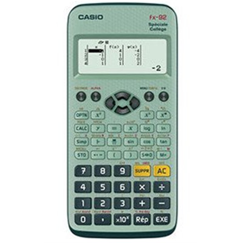 Casio FX92 College 2D+ Poche Calculatrice Scientifique Vert Calculatrice - Calculatrices 10 Chiffres, 5 Lignes, Batterie/Pile, V