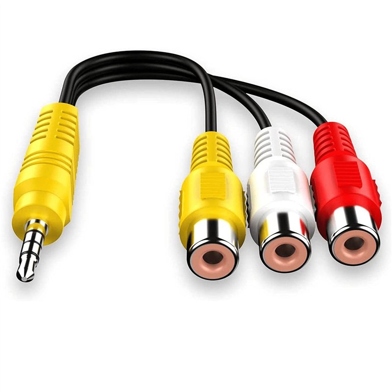 CABLEPELADO Câble 3 x RCA Femelle Vers 3,5 4 Broches Jack 3,5 mm Mâle | Adaptateur Composant AV pour TV TCL