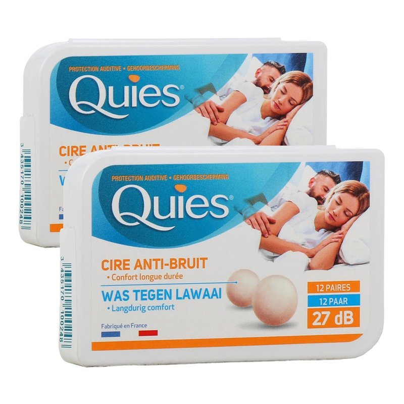 Quies - Boules Quies de Protection Auditive à la Cire Naturelle - Lot de 2 Boites de 24 Boules