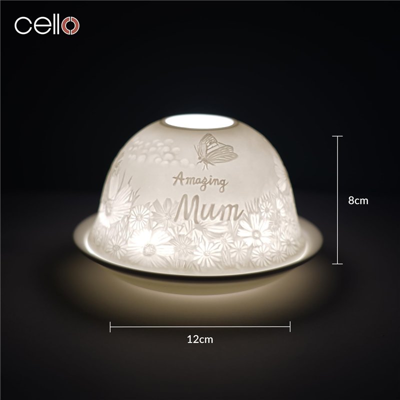 Image secondaire de Cello Photophore en porcelaine – Superbe motif maman avec projection 3D et message pour bougies chauffe-plat parfumées non parfu