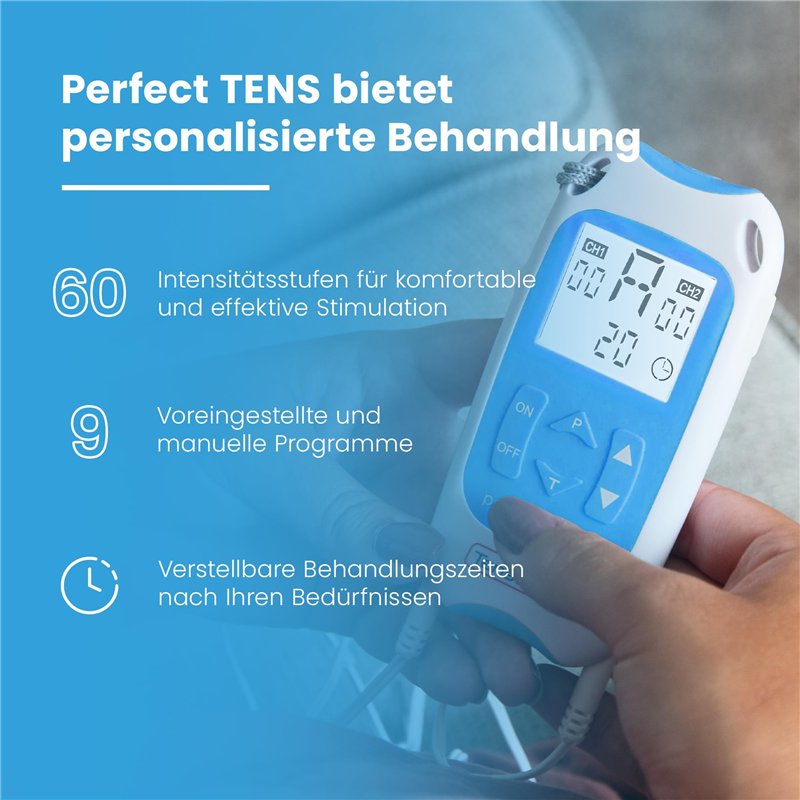 Image secondaire de Tenscare K-Perfect-DE Électrostimulateur TENS à 2 canaux avec programmes testés cliniquement