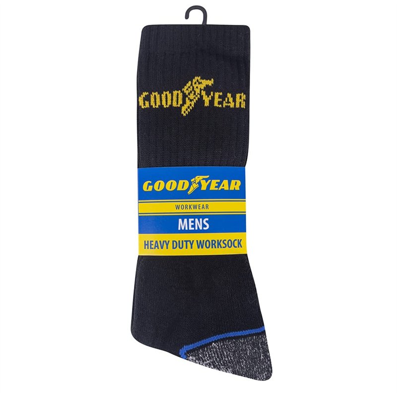 Image secondaire de Goodyear Vêtements de travail homme GYSCK004 Chaussettes de travail robustes à talon rembourré et à bout contrasté, Noir, Taille