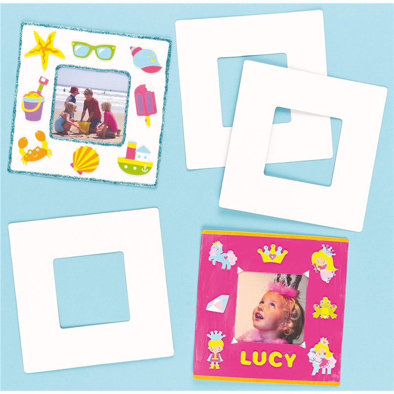Baker Ross Lot de 10 Cadres en Carton à Personnaliser pour Enfants - Idéal à Offrir comme Cadeau, ET450, Blanc, 17cm x 17cm