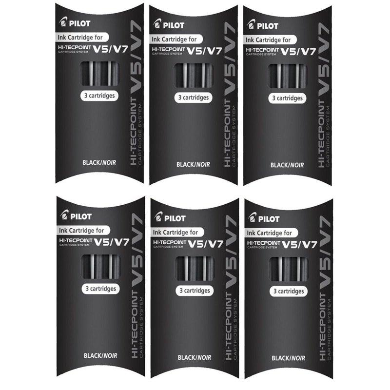 Cartouche de rechange d’encre Noir BXC-V5/V7 de marque Pilot pour Hi-Tecpoint V5 et V7, système de cartouche d’encre liquide rec