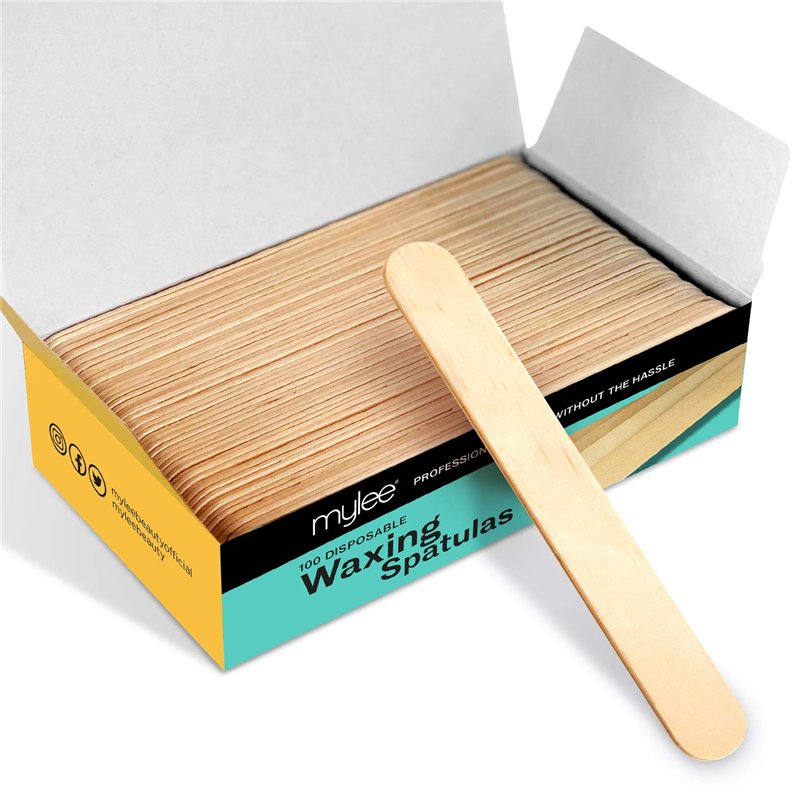 Image secondaire de Mylee Lot de 100 spatules jetables en bois de qualité professionnelle pour épilation à la cire chaude