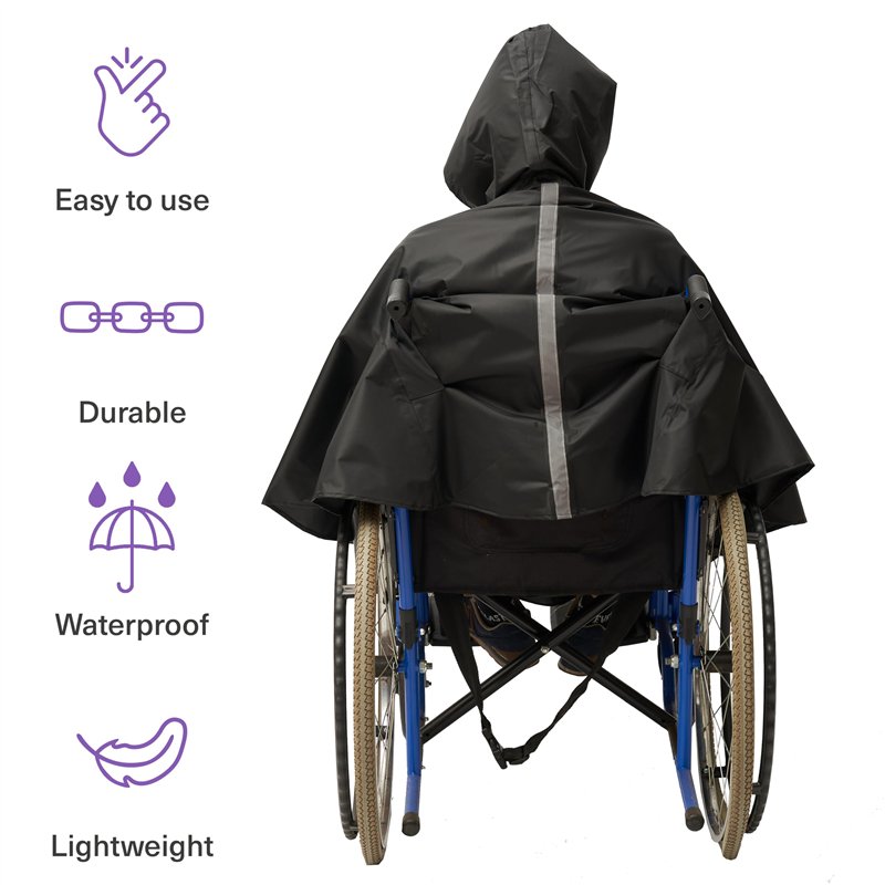 Image secondaire de BRAMBLE - Poncho Imperméable Universel Premium avec Capuche pour Fauteuil Roulant