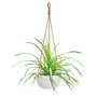 BELLE VOUS Jardiniere Suspendue en Céramique Blanche pour Intérieur/Extérieur - 69 cm - Pot Suspendu Plante Macrame - Corde avec