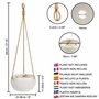 BELLE VOUS Jardiniere Suspendue en Céramique Blanche pour Intérieur/Extérieur - 69 cm - Pot Suspendu Plante Macrame - Corde avec