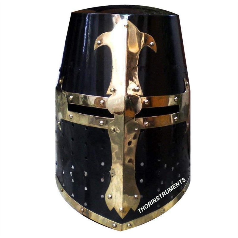 Nautical Replica Hub - Casque de chevalier templier médiéval en acier noir pour adulte unisex, taille unique, pour costume d'Hal