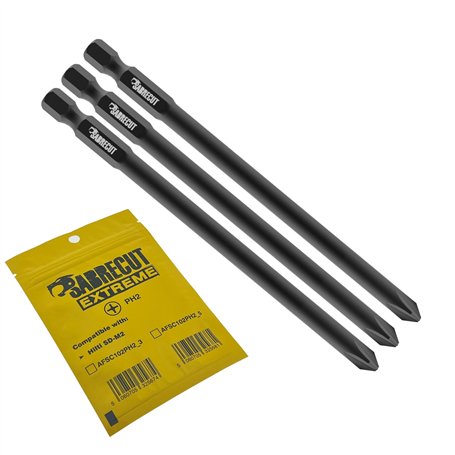 3 x SabreCut AFSC102PH2_3 102 mm PH2 pour Hilti SD-M2 SDM2 102/4 Embout de tournevis pour cloison sèche assemblé à alimentation