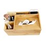 Boîte à mouchoirs multifonction en bambou naturel - 4 compartiments - Distributeur de mouchoirs - Organiseur de bureau - Distrib