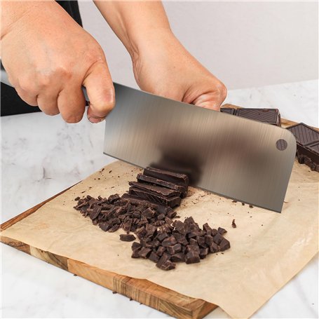 Joeji's Couteau de Cuisine en Acier Inox 17 cm - Couperet Style Asiatique Chinois Japonese avec Manche Durable et Ergonomique -