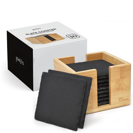 Joeji's Kitchen Lot de 10 Dessous de Verres en Ardoise Grise sous Verre résistants à la Chaleur