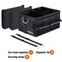 Favoto Organisateur de Coffre de Voiture avec Couvercle Détachable Bande Réfléchissante Poignée en Aluminium, Sac de Rangement P