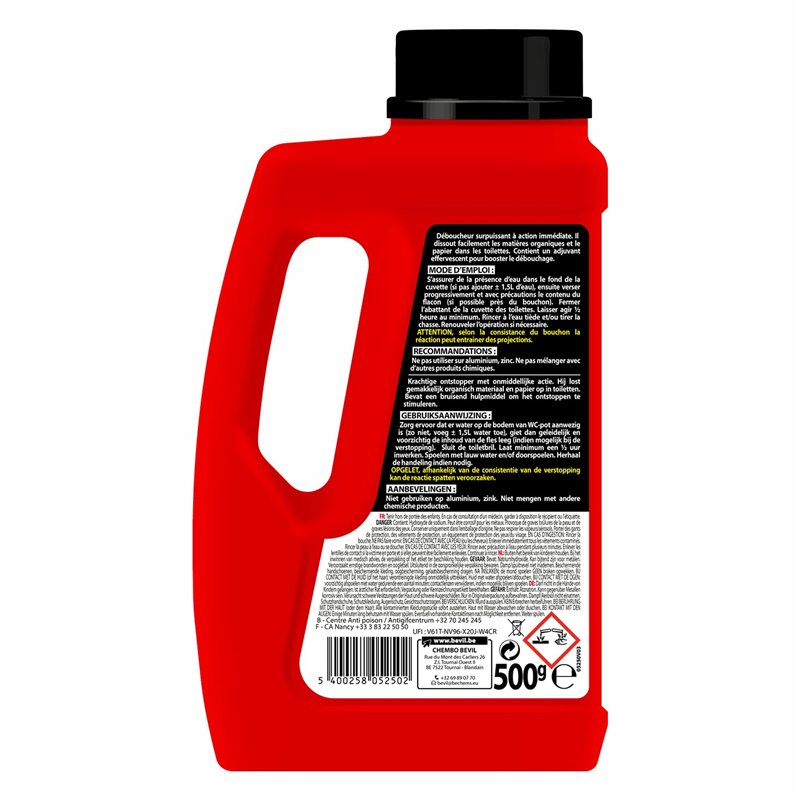 Image secondaire de Fulgurant Déboucheur Turbo WC Sans Acide, Action Immédiate 5 minutes, Toilette, WC, Papier, Matières Organiques 500g