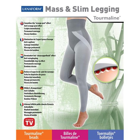 Mass & Slim Legging (M) - Panty Innovation Lanaform - Legging Gainant Femme - Legging Minceur - Legging Amincissant - Gaine Vent