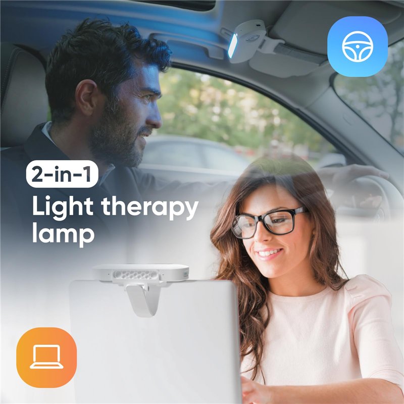 Image secondaire de Luminette Drive® - Première lampe de luminothérapie 2-en-1 - Profitez des bienfaits de la luminothérapie dans votre voiture ou d