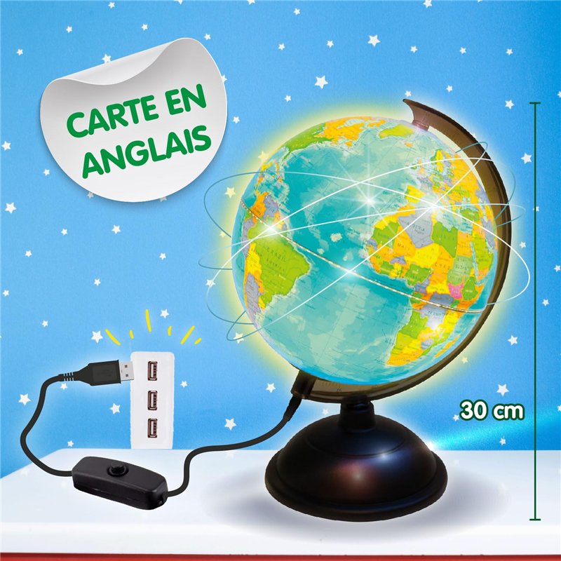 Image secondaire de Science4you Globe Terrestre Lumineux pour Enfants +8 Ans - Globe et Atlas Géographique - Science et Géographie pour Enfants, Map