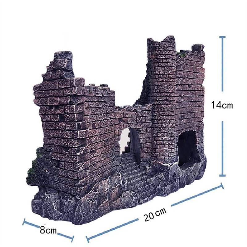 Image secondaire de SLOCME Décoration en résine pour aquarium - Cachette pour poissons en forme de château - Détails réalistes - Accessoire d'aquari