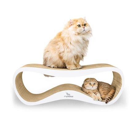 Griffoir pour Chats Carton Ondulé Herbe à Chat Lui MYKOTTY Blanc 75 x 26 x 25 cm Produit Européen Grattoir Chat