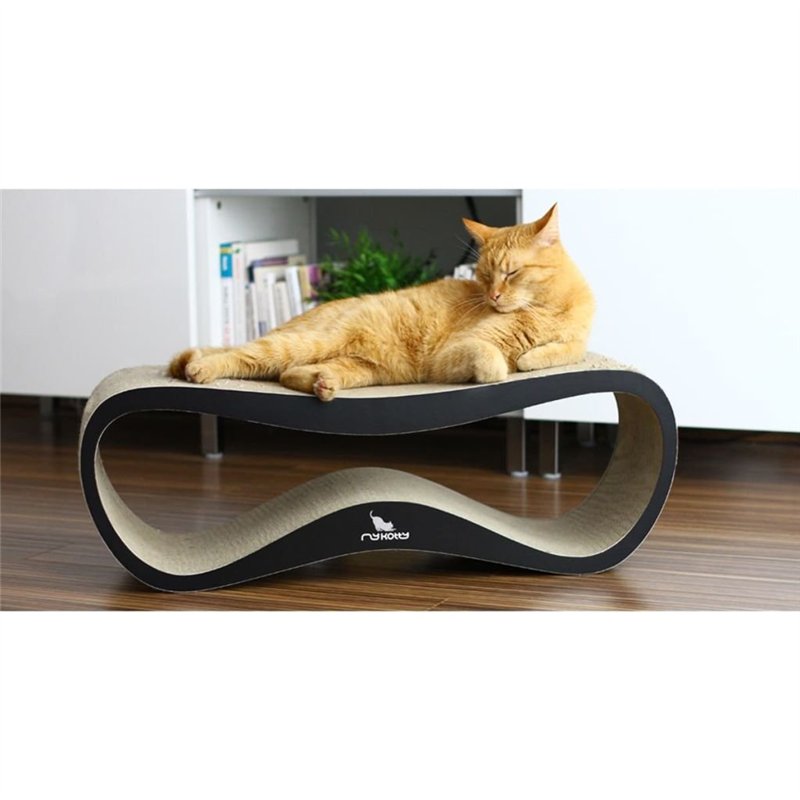 Image secondaire de Griffoir pour Chats Carton Ondulé Herbe à Chat Lui MYKOTTY noir 75 x 26 x 25 cm Produit Européen Grattoir Chat