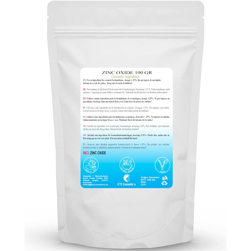 Image secondaire de Poudre d'oxyde de zinc - 100 gr - Ingrédient cosmétique, matériau de haute pureté, non nano