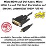 R08 180 cm Câble micro HDMI sur DVI 24 + 1 Câble appareil photo numérique portable MP4 Caméscope