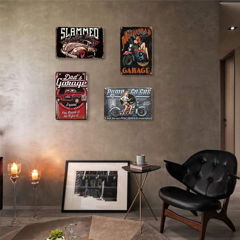 Image secondaire de QUMENEY Lot de 4 panneaux muraux vintage en métal avec motif de peste - Décoration pour café, bar, pub, bière (30 x 20 cm)