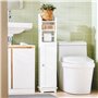 SoBuy® FRG177-W Support Papier Toilette Armoire Toilettes Porte Brosse WC Meuble de Salle de Bain sur Pied en Bois – Blanc