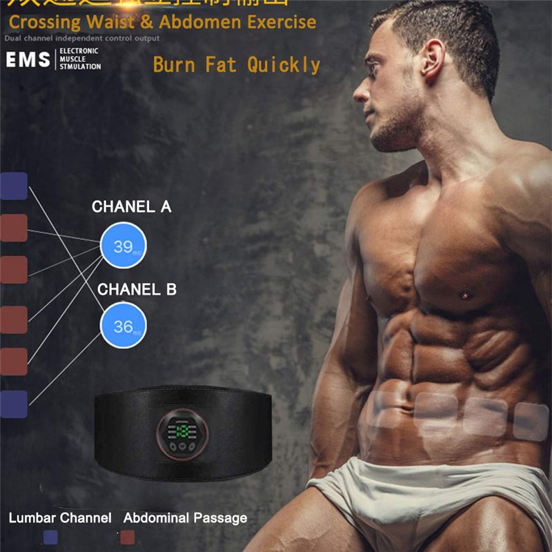 Image secondaire de Electrostimulateur Musculaire, Ceinture Abdominale EMS Appareil Pas Besoin de Feuilles de Gel USB Charge Femme Homme Entraînemen